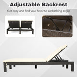 Outdoor All-Weather Rattan Wicker Chaise Lounge Chair Set of 2