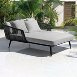 Outdoor Black Rope Patio Daybed with Comfortable Grey Cushion