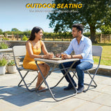 3-Piece Outdoor Wicker Folding Patio Set (Silver)