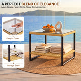 Outdoor 3-Piece Wicker Patio Set(Beige & Green)