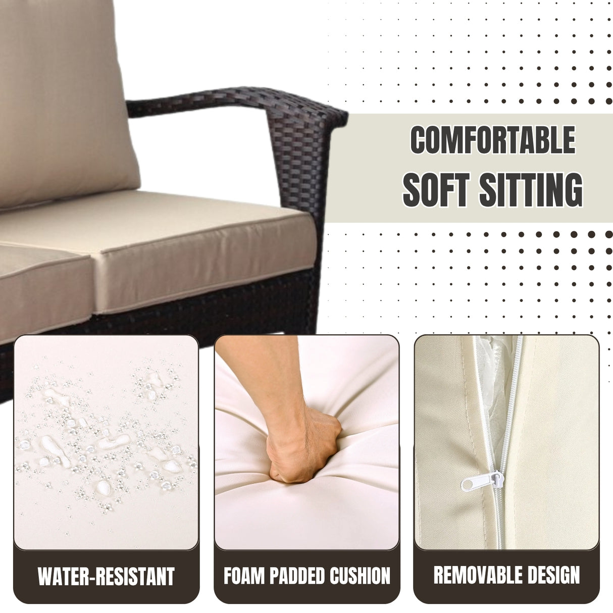 Outdoor Rattan Wicker 1-Piece Loveseat Sofa