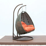 Double Seater Hanging Swing Chair (Dark Brown/Orange)