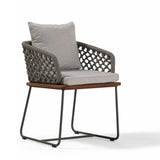 Outdoor Rope 2-Piece Patio Chairs With Wooden Base