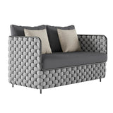 4 Piece Outdoor Rope Sofa Set with Glass Top Coffee Table (Light Grey & Dark Grey)