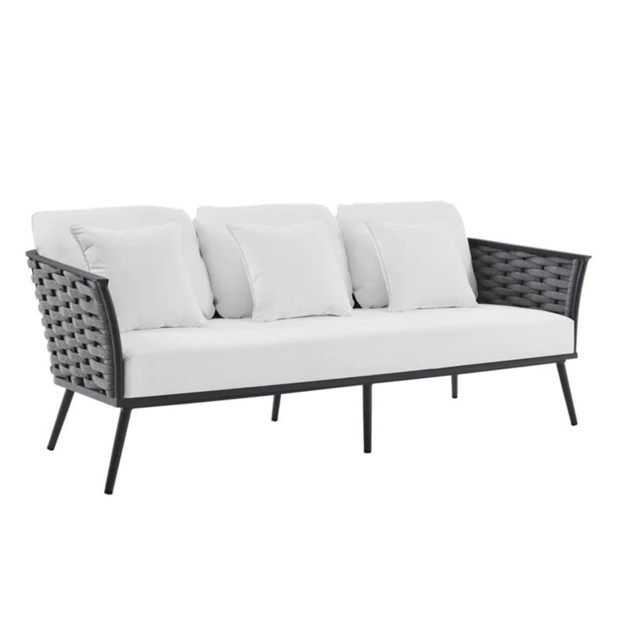 6-Piece Outdoor Rope Sofa Set (Grey & White)