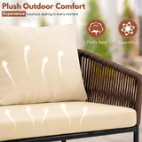 Outdoor 4 Seater Rope Conversation Sofa Set (Brown & Cream)