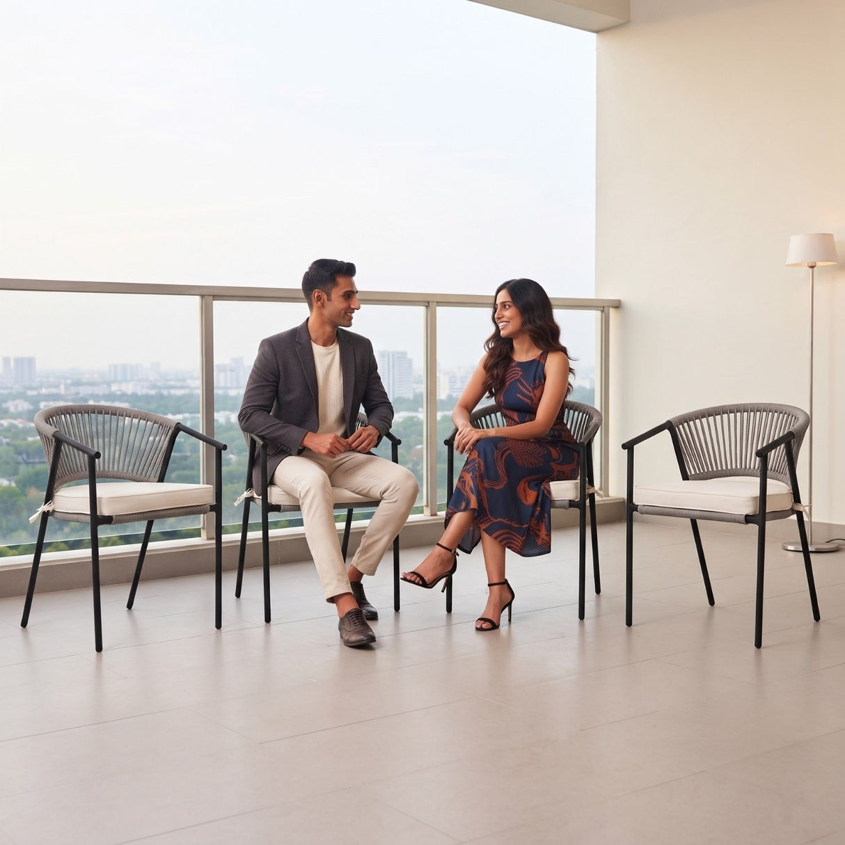 4-Piece Outdoor Rope Patio Dining Chairs