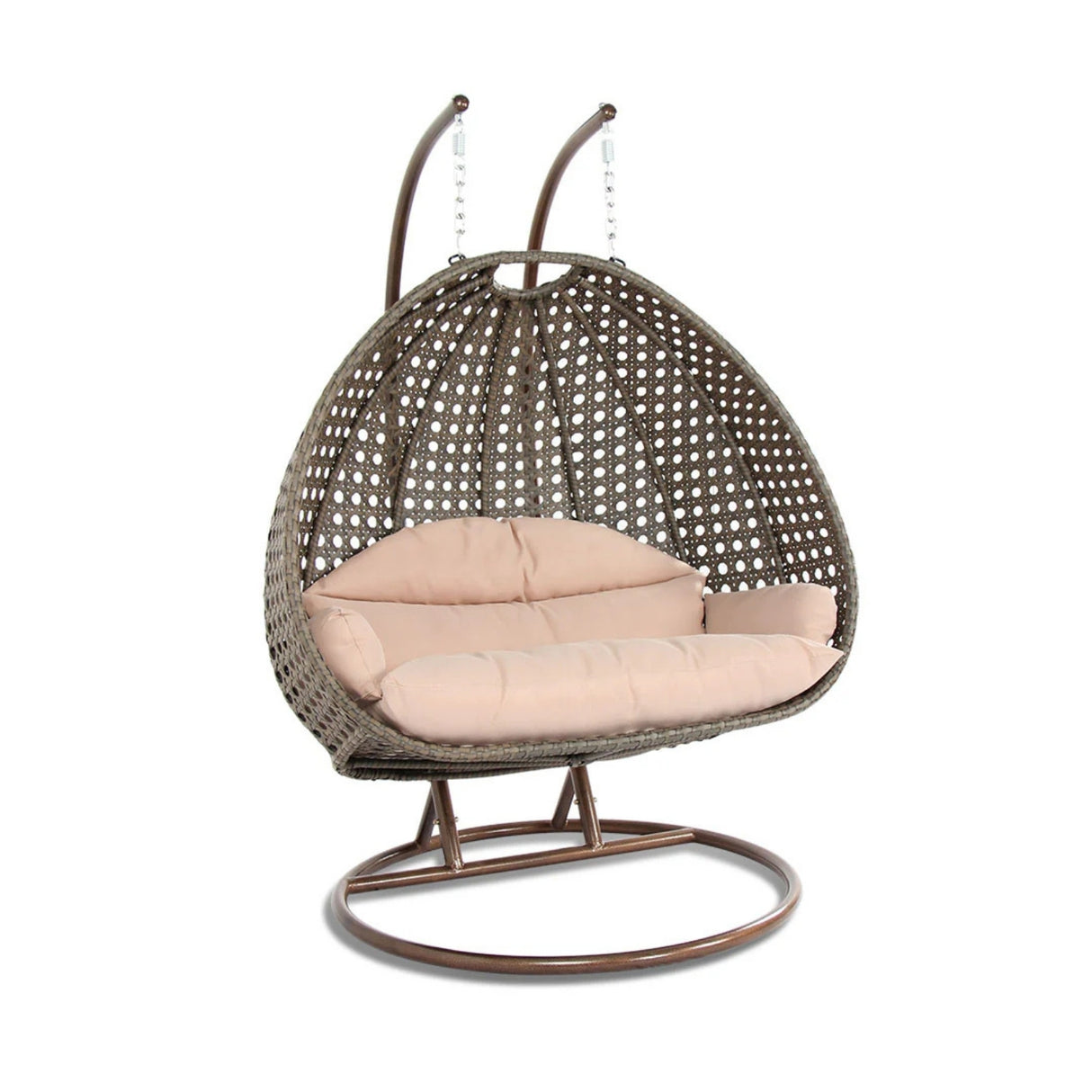 Double Seater Hanging Swing Chair (Dark Brown/Cream)