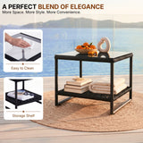 Outdoor 3-Piece Wicker Patio Set(Black & Cream)