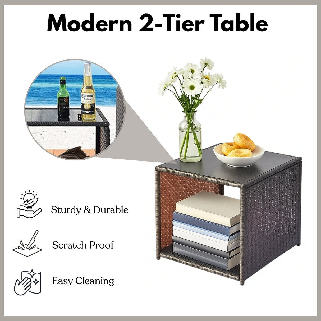 Outdoor 5 Piece Patio Wicker Furniture Set