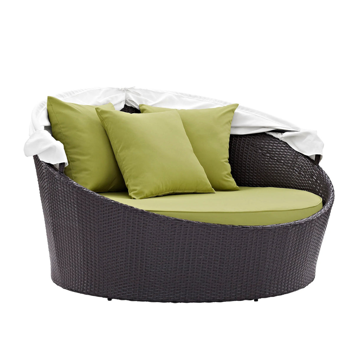 Outdoor Rattan Wicker Patio Daybed with Retractable Canopy