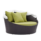 Outdoor Rattan Wicker Patio Daybed with Retractable Canopy
