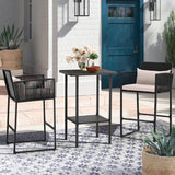 Outdoor Rattan Wicker Bar Set With 2-Tier Table