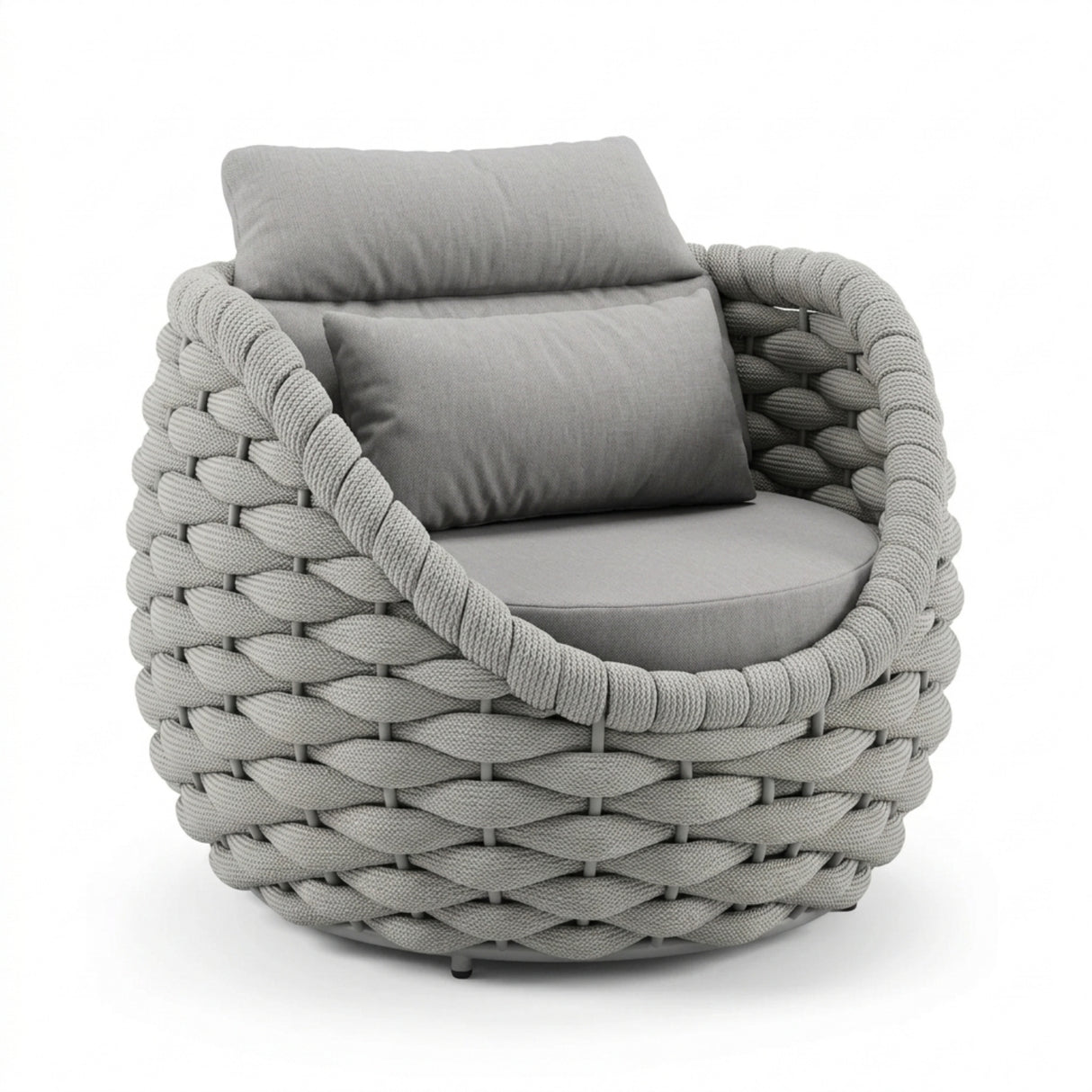 Outdoor Rope 5-Seater Sofa Set with Glass Top Center Table (Grey)