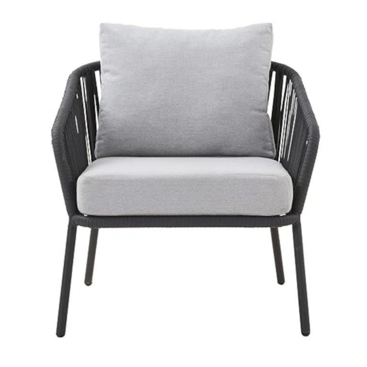 4-Piece Outdoor Rope Patio Sofa Set (Black & Off-White)