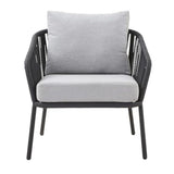 4-Piece Outdoor Rope Patio Sofa Set (Black & Off-White)