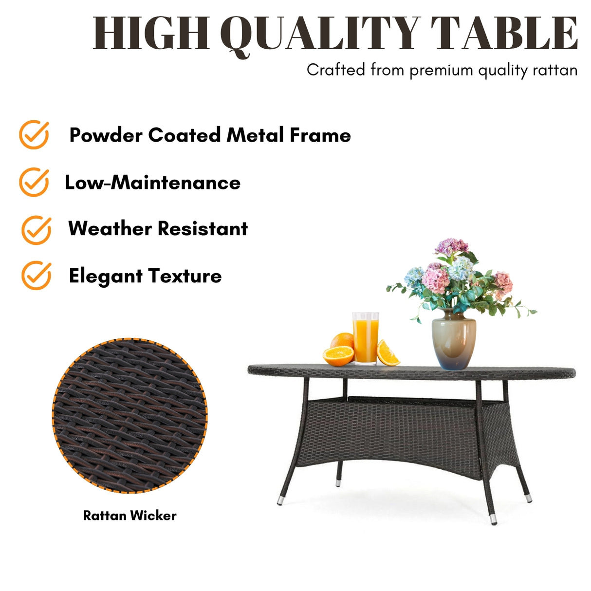 7-Piece Outdoor Rattan Wicker Dining Table Set