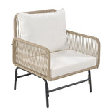 Outdoor L-Shape Rope Sofa Set (Beige & White)