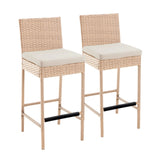 Outdoor Rattan Wicker Bar Chairs Set of 2