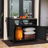 Outdoor Rattan Wicker Bar Table With Wooden Top