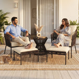 Outdoor 5 Piece Rope Patio Sofa Set (Brown & Cream)