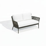 4-Piece Outdoor Rope Patio Furniture Set with Glass Top Table (Grey & Off-White)