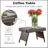 Outdoor All-Weather HDPE Wicker Rattan Sunlounger Recliner with Side Table