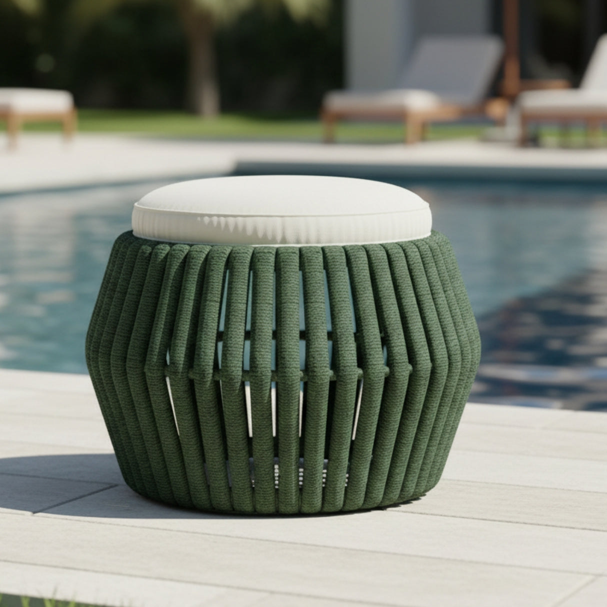 Outdoor Rope 3-Piece Patio Sofa Set (Green & Off-White)