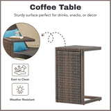 Outdoor All-Weather HDPE Wicker Rattan Sunlounger Recliner with Side Table