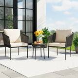 Outdoor Rope Patio Set with Glass Top Table