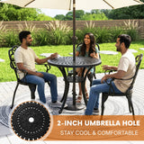 3-Seater Outdoor Cast Aluminum Bistro Set with Round Table (Black)