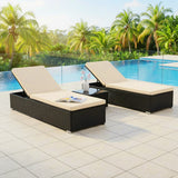 Outdoor Wicker Lounge Chairs Set of 2 With Side Table