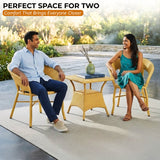 Outdoor Wicker 3 Piece Patio Bistro Set (Beige)