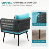 Outdoor Rope 4 Seater Conversation Furniture Set (Grey & Sky-Blue)