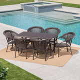 7-Piece Outdoor Rattan Wicker Dining Table Set