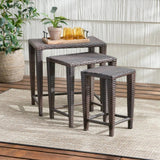 3-Piece Wicker Garden Bistro Set in Dark Brown