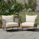 Premium All-Weather Outdoor Rope Sofa Chairs Set (Grey & Cream)