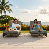 Outdoor Rope Lounger Set of 2 with Adjustable Backrest (Grey)