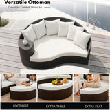 Outdoor Rattan Wicker Daybed (Dark Brown & White)