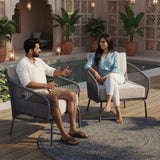 Outdoor Rope 2-Piece Sofa Chairs (Grey & Off-White)