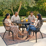 Outdoor Cast Aluminum 5-Piece Patio Conversation Set (Black)