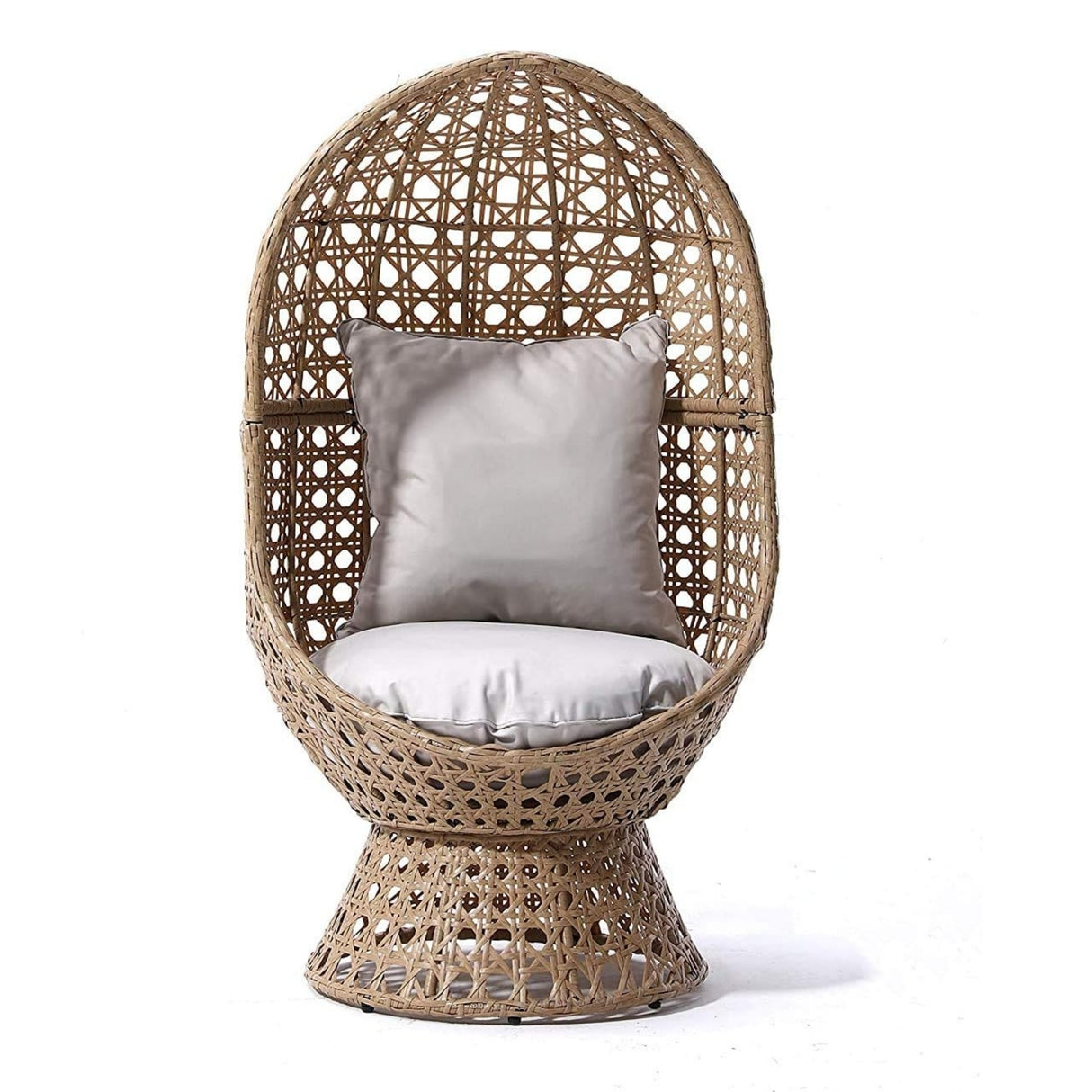 Outdoor Beige Rattan Wicker Cocoon Chair