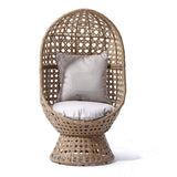 Outdoor Beige Rattan Wicker Cocoon Chair