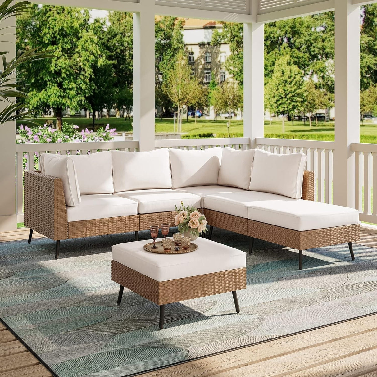 Outdoor Rattan Wicker 6-Seater Sofa Set