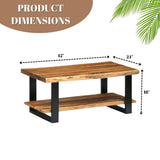 2-Tier Natural Wood Top Center Table