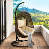 Hanging Egg Swing Chair (Dark Brown and Cream)