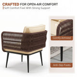 Outdoor Rope 4 Seater Conversation Furniture Set (Brown & Cream)