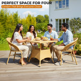 Outdoor Rattan Wicker 5-Piece Patio Furniture Set (Beige)