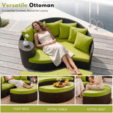 Outdoor Rattan Wicker Daybed (Dark Brown & Green)