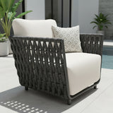 Outdoor Rope 3-Piece Patio Sofa Set (Grey & Off-White)